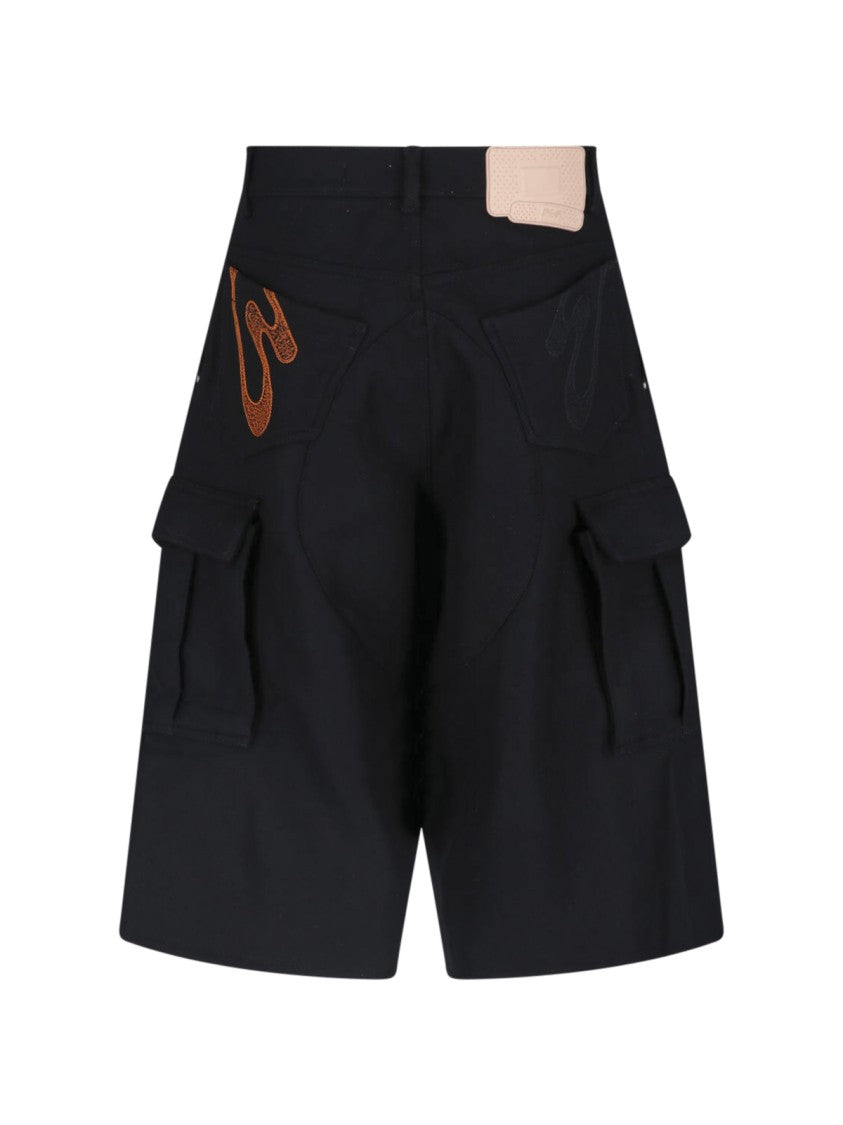 Pdf Black Embroidered Cargo Cotton Shorts