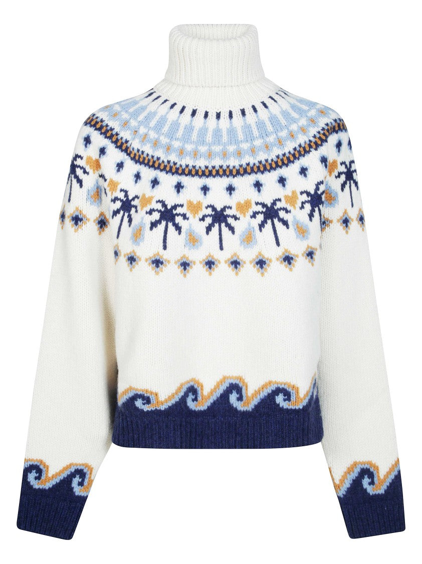 Alanui Sweet Winter Cropped Patterned Turtleneck Sweater