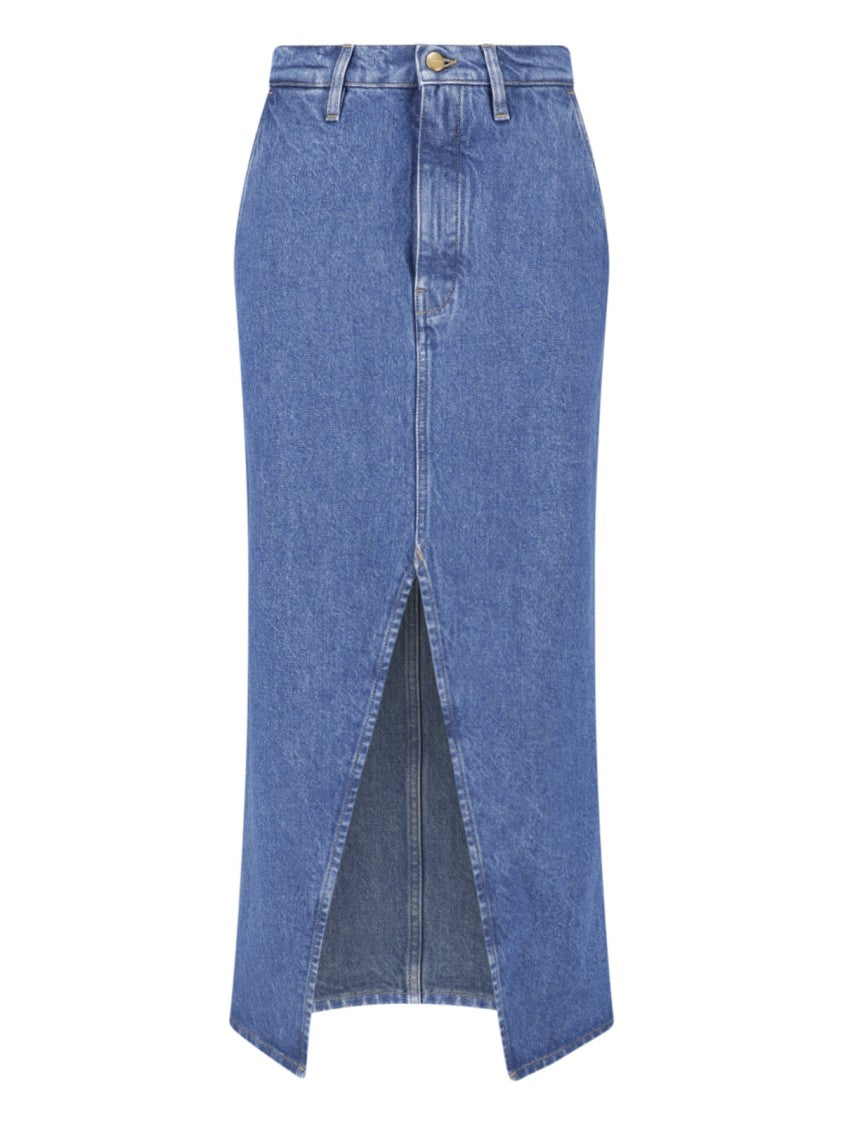 Jil Sander Blue Midi Front Slit Denim Skirt