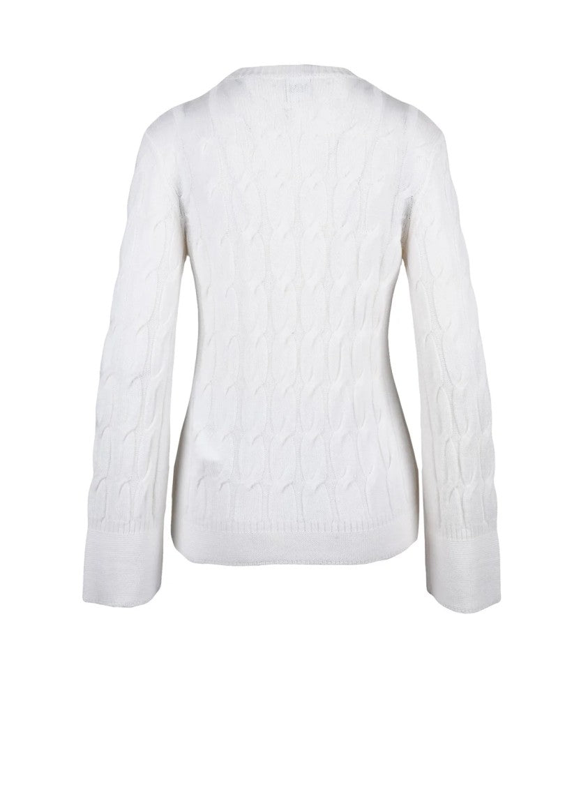 Mm By Max Mara Crew Neck Pullover With Textured Cable Knit In Virgin Wool