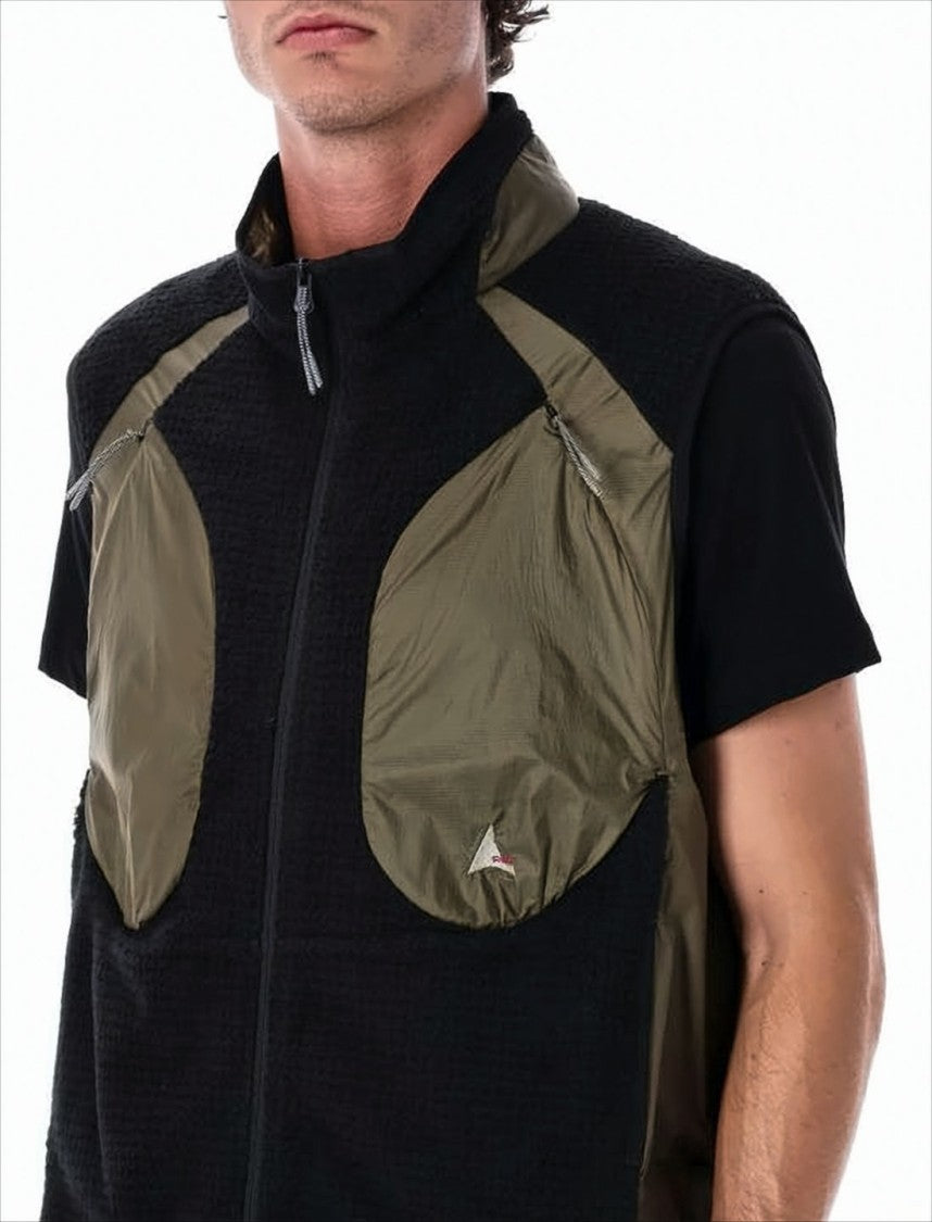 Roa Textured Black Vest With Olive Green Accents