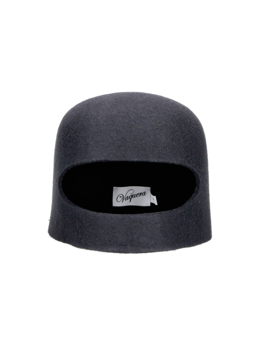 Vaquera Black Wool Balaclava Hat