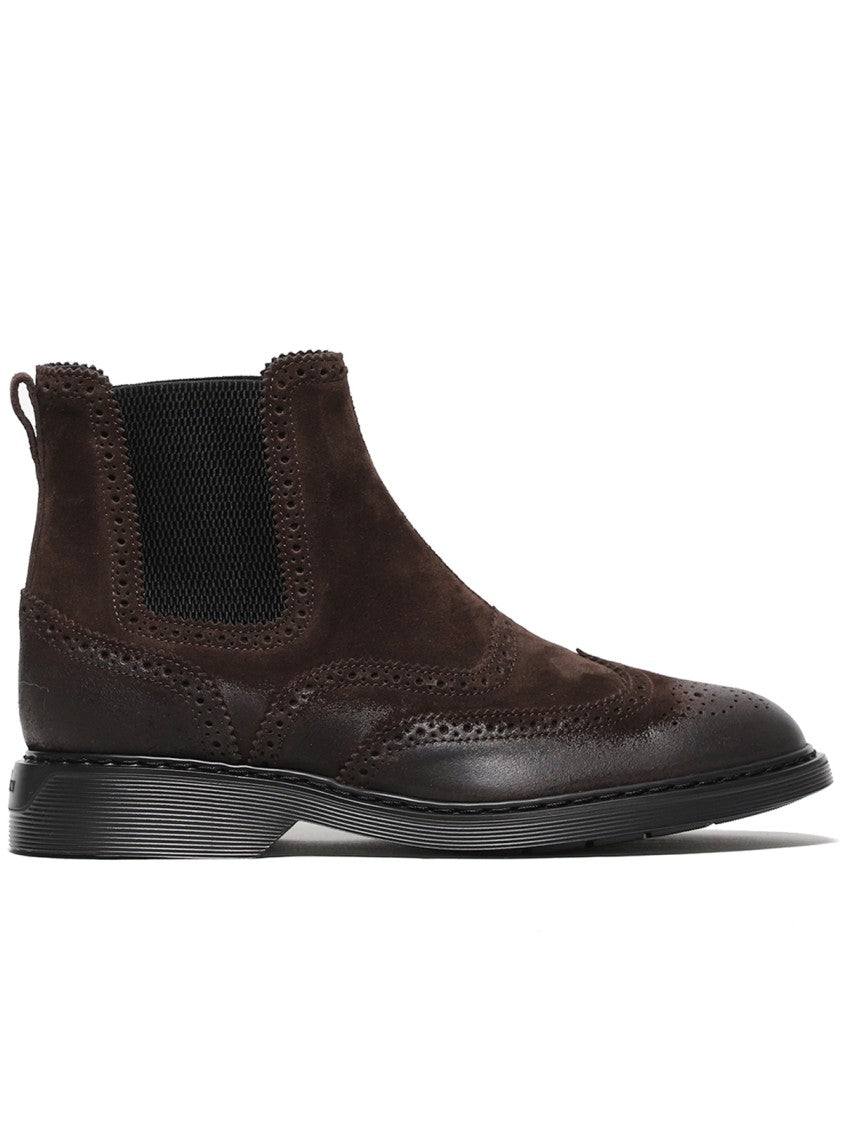 Hogan Ebony Suede Ankle Boots
