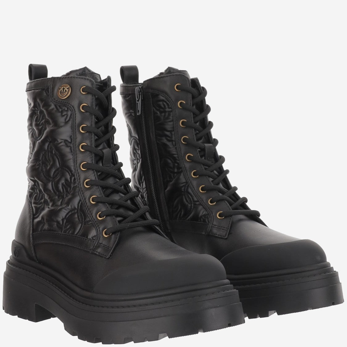 Pinko Quilted Leather Ankle Boots