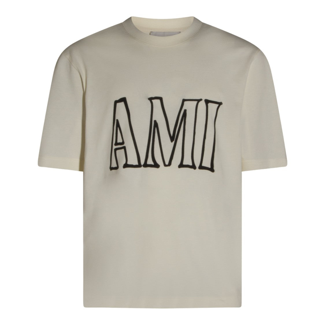 Ami Paris Beige Short-Sleeve Graphic T-Shirt