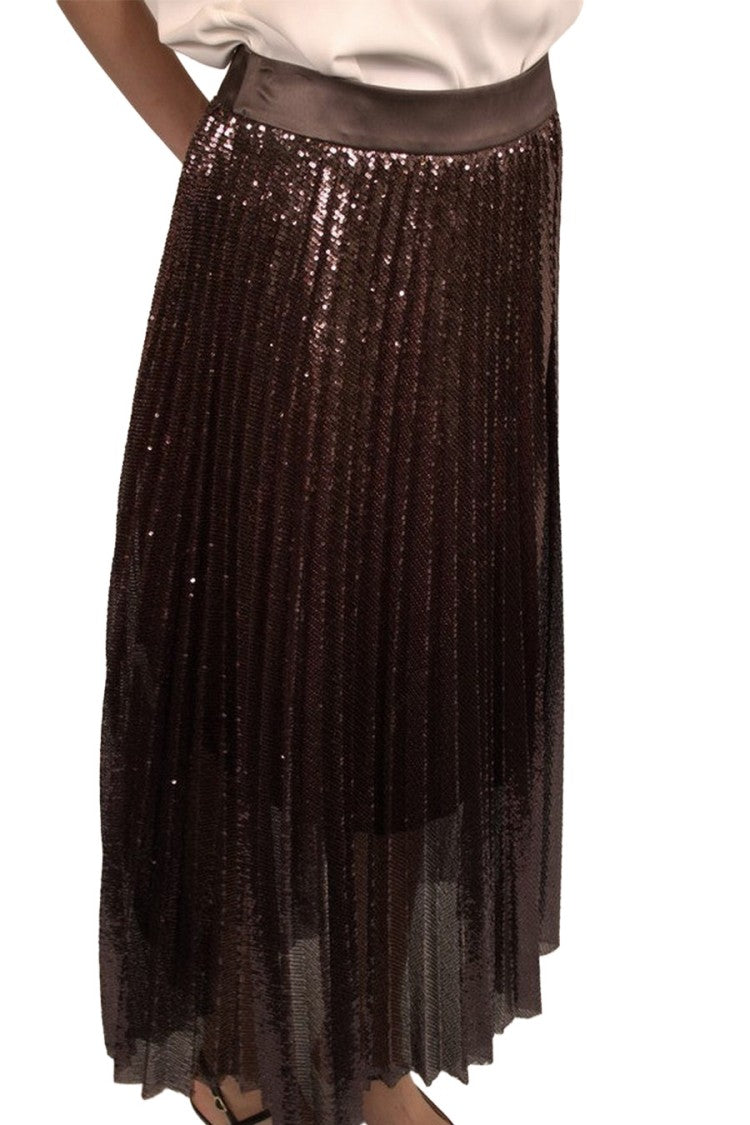 Peserico Brown Crepe Midi Skirt