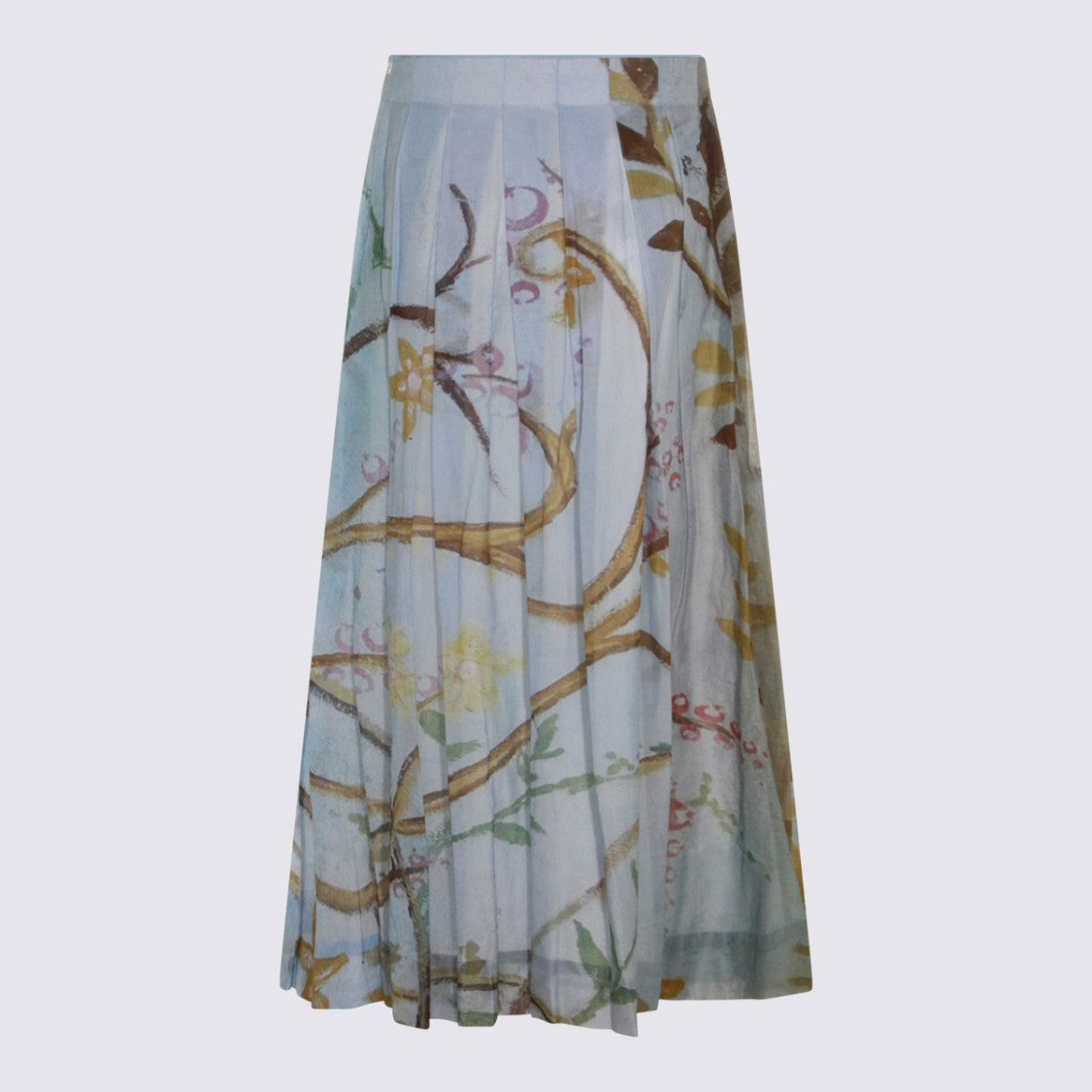 Talking Walls Pleated Artistic Skirt With Delicate Floral Print And Fitted Waistband