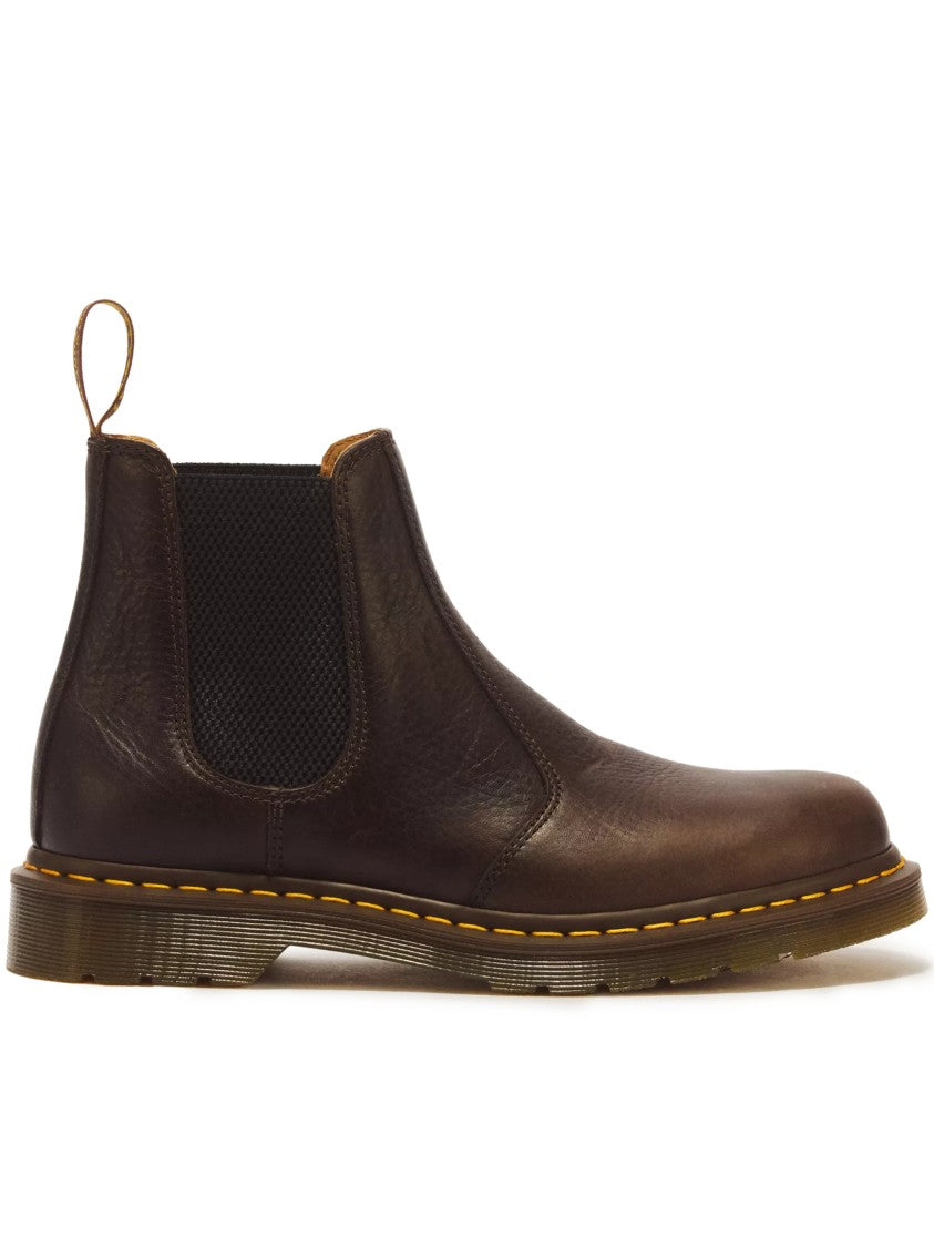 Dr. Martens Brown Elastic Side Panels Leather Ankle Boots