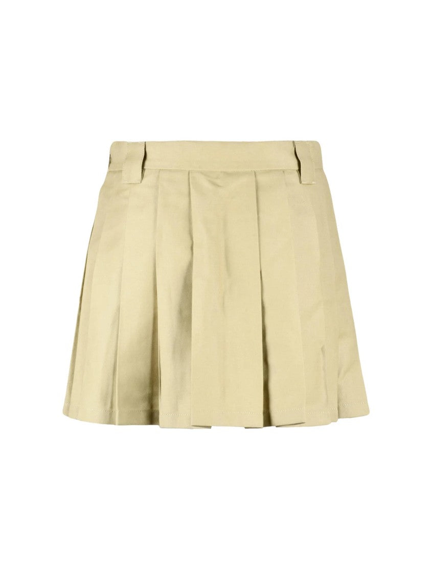 Moncler Beige Pleated Cotton-Blend Mini Skirt