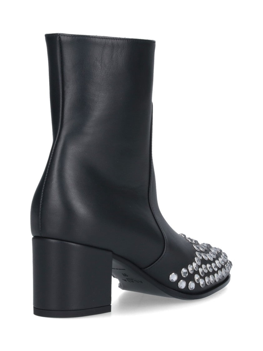 Alaïa Ankle Boots With Silver Rhinestone Detailing