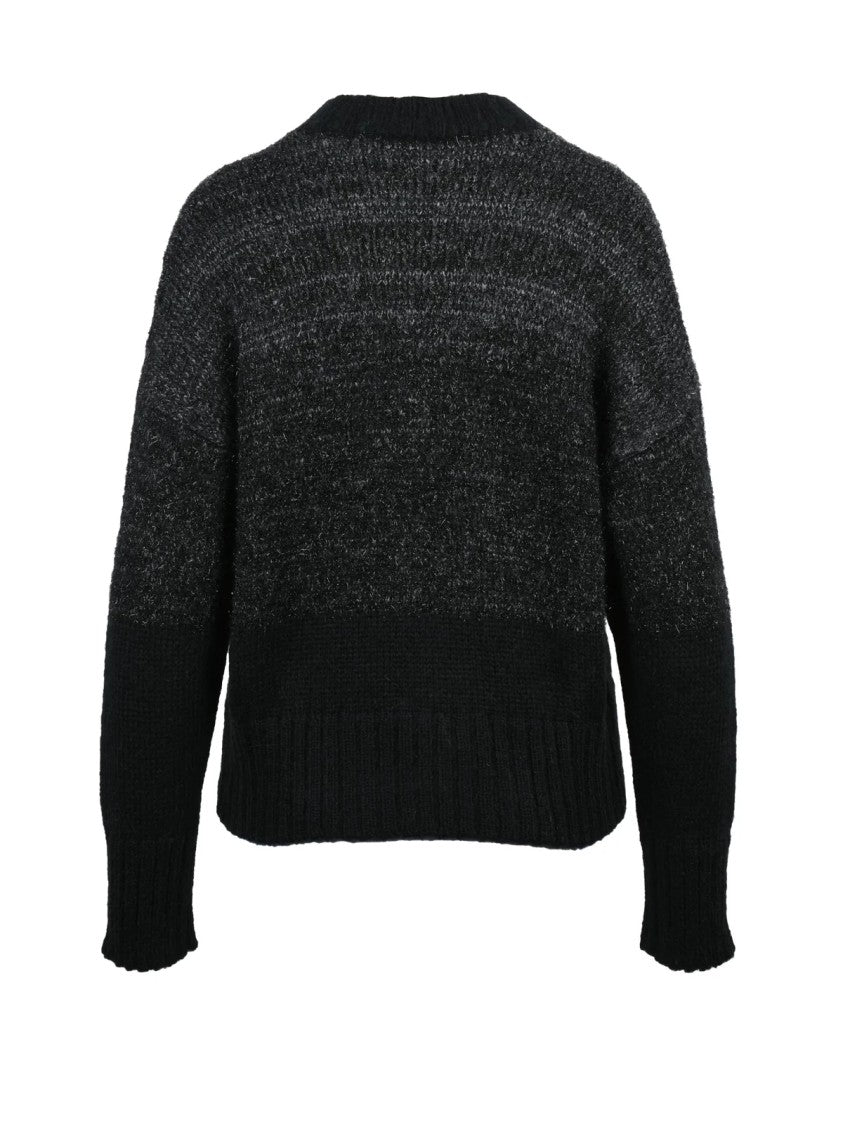 Alpha Studio Crew Neck Sweater With Lamé Threads And Textured Knit