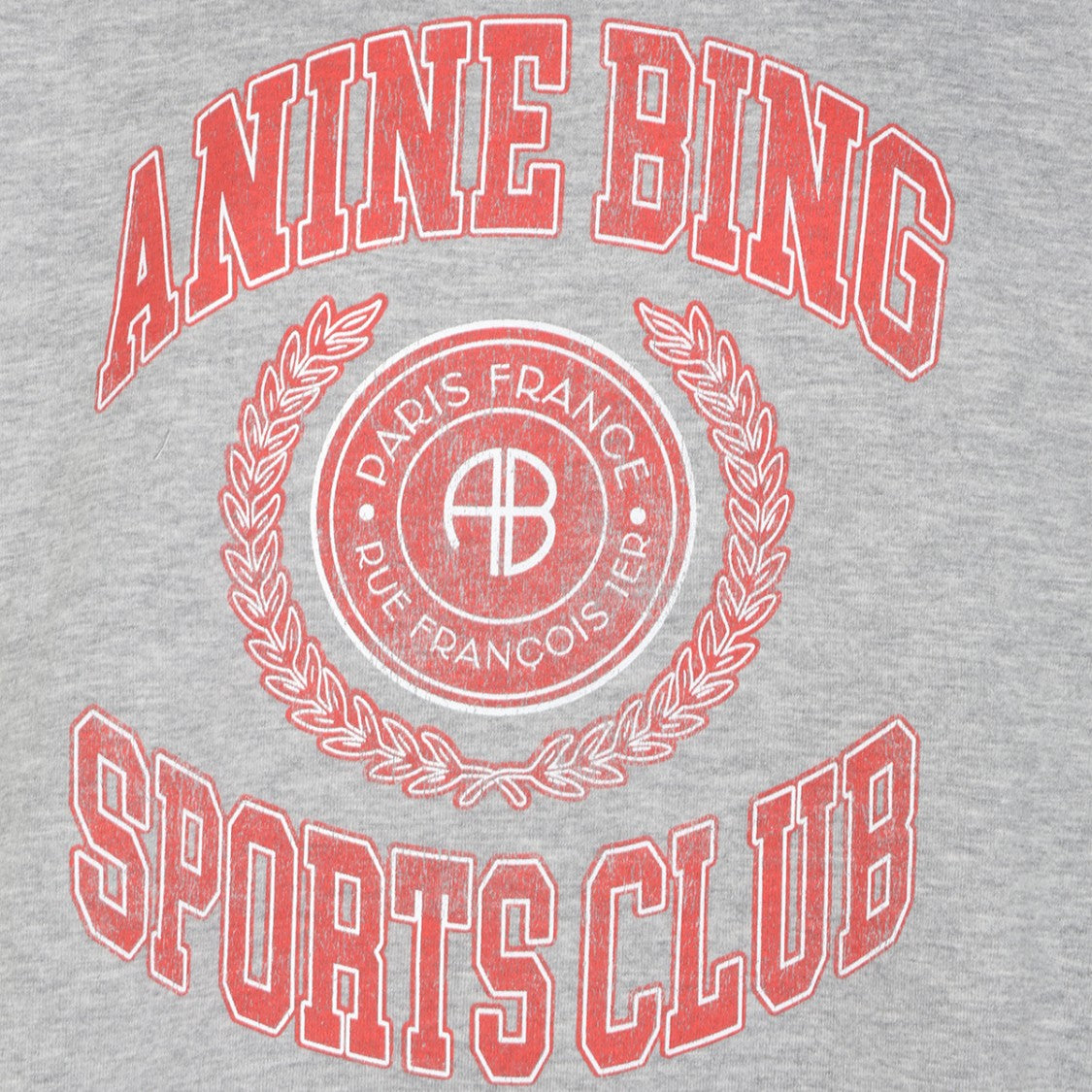 Anine Bing Heather Grey Graphic Print Sweater With Vintage Emblem
