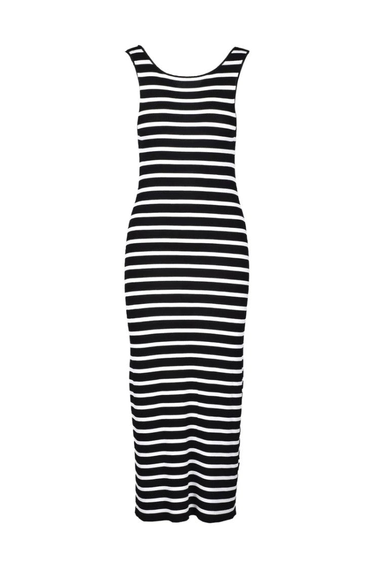Wild Cashmere Long Knit Dress Silk Viscose - Black/White