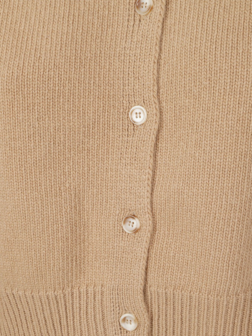 Max Mara Cropped Sweater With Button-Down Front And Fitted Cuffs