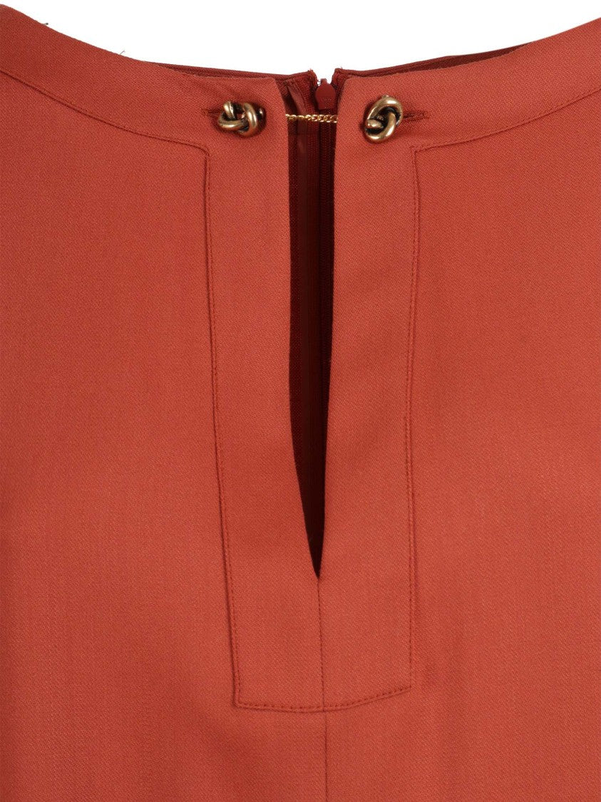 Antonelli Loose Mini Dress With Long Puff Sleeves And Chain Detail