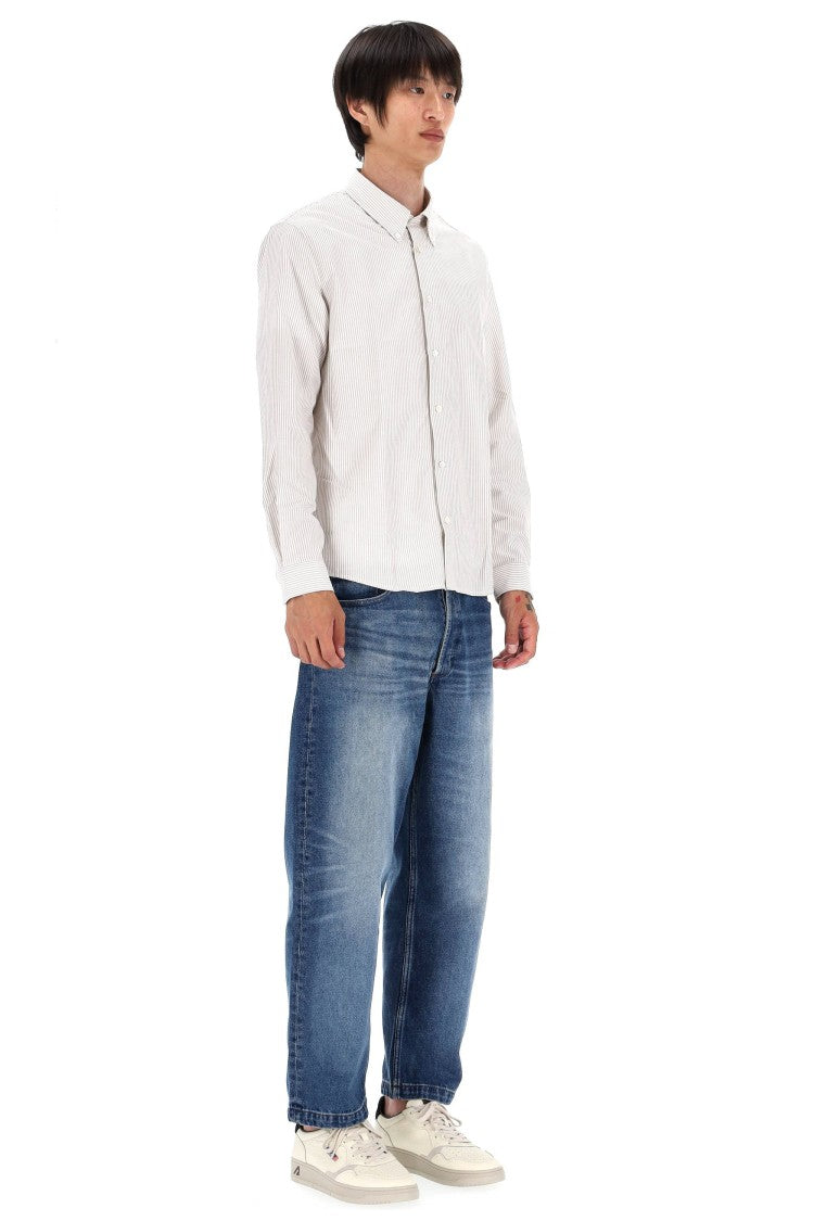 A.P.C. Standard Fit Cotton Piquet Striped Shirt