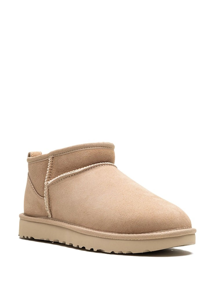 Ugg Beige Classic Ultra Mini Suede Ankle Boots