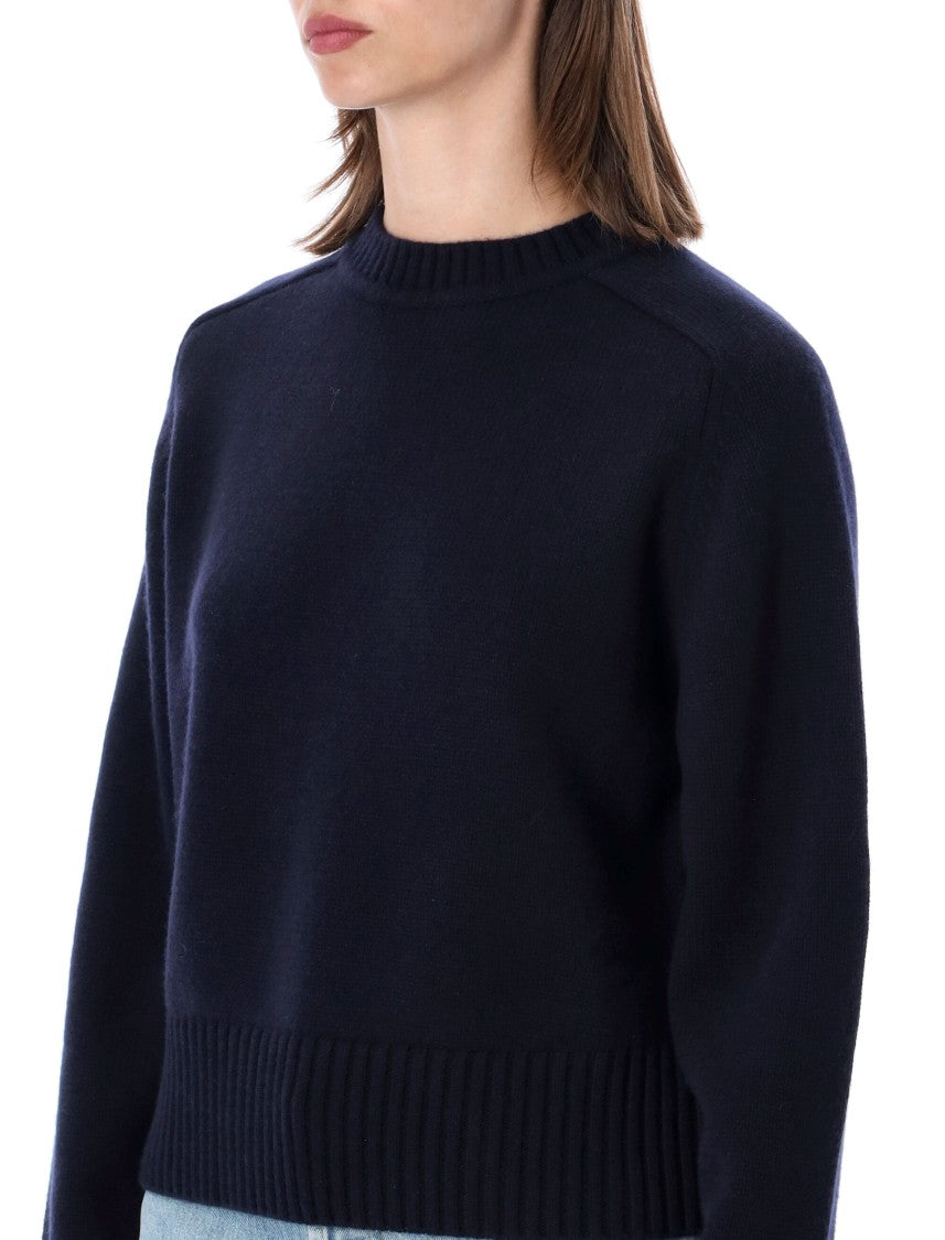Extreme Cashmere Please Saddle Sleeve Heavy Cashmere Cropped Crewneck Sweater