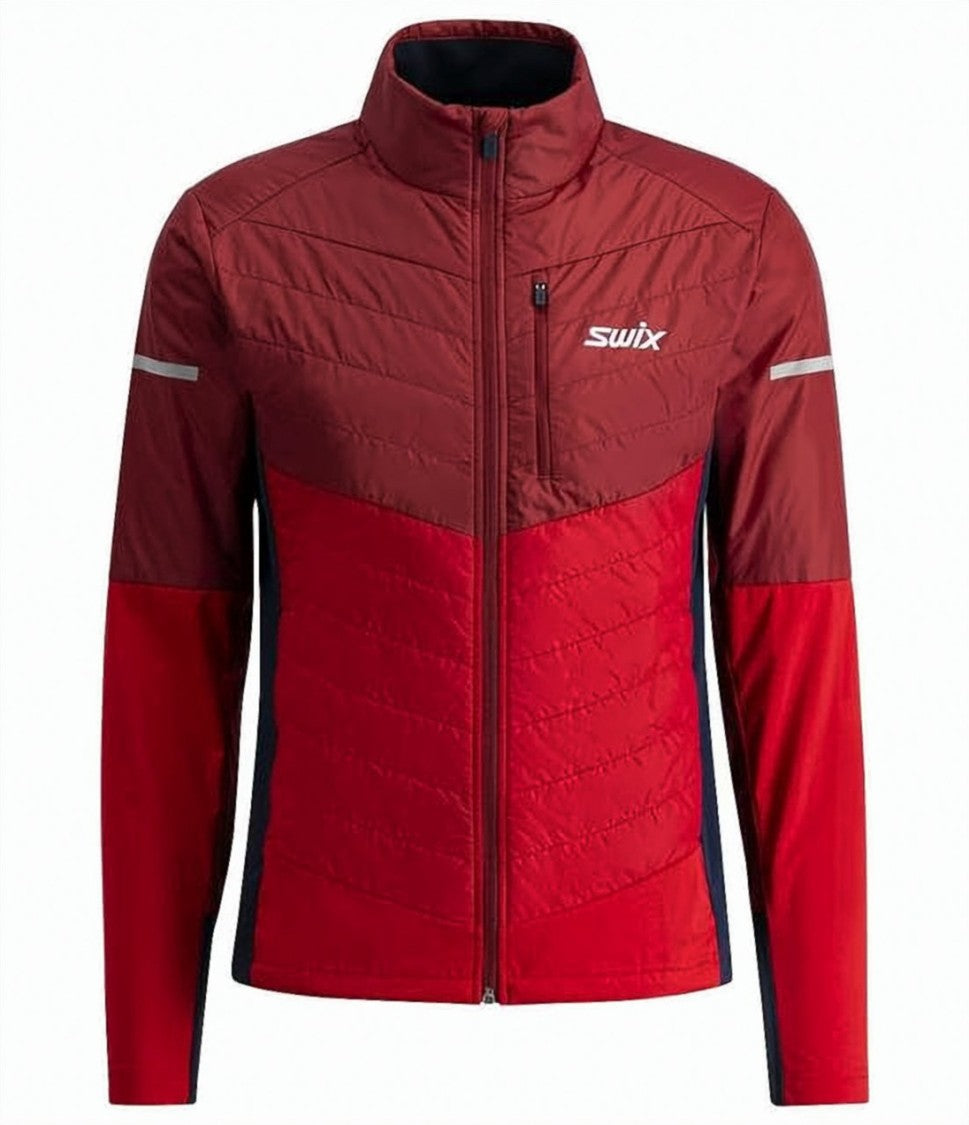 Swix Quilted Two-Tone Red Jacket With Reflective Accents