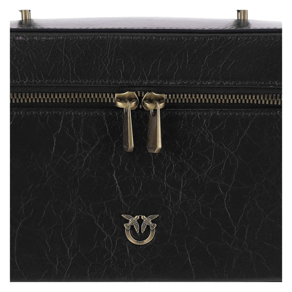 Pinko Black Love Birds Lambskin Vanity Bag