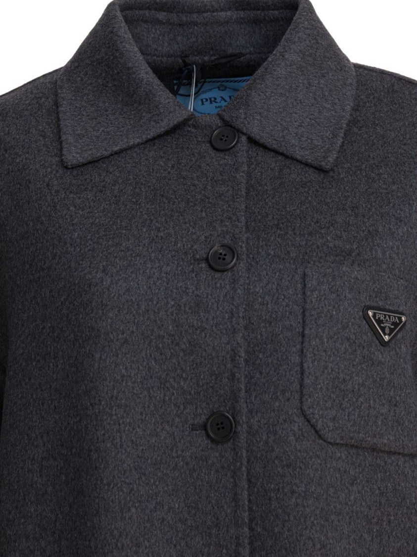 Prada Long-Sleeved Relaxed Fit Shirt With Classic Collar