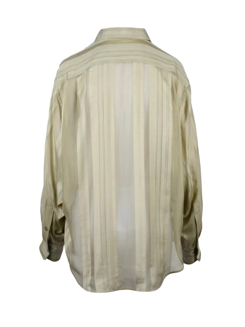 Stella Mccartney Beige Batwing Sleeve Wide Silk Shirt