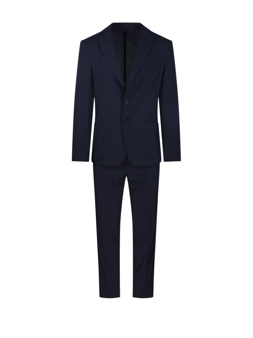 Santaniello Tailored Black Suit With Notch Lapels And Two-Button Closure