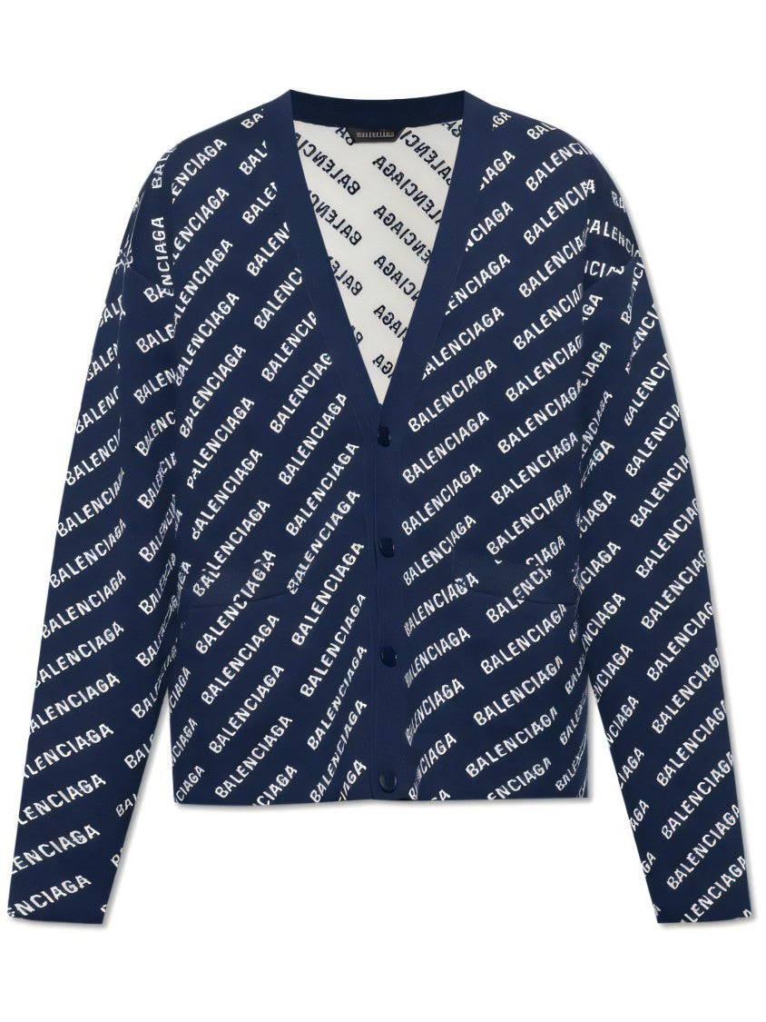 Balenciaga Relaxed-Fit Cardigan With Bold Logo Print
