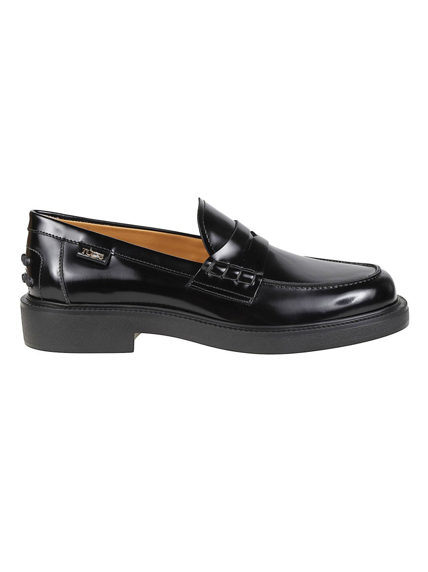 Tod's Black 20L Polished Calf Leather Loafers