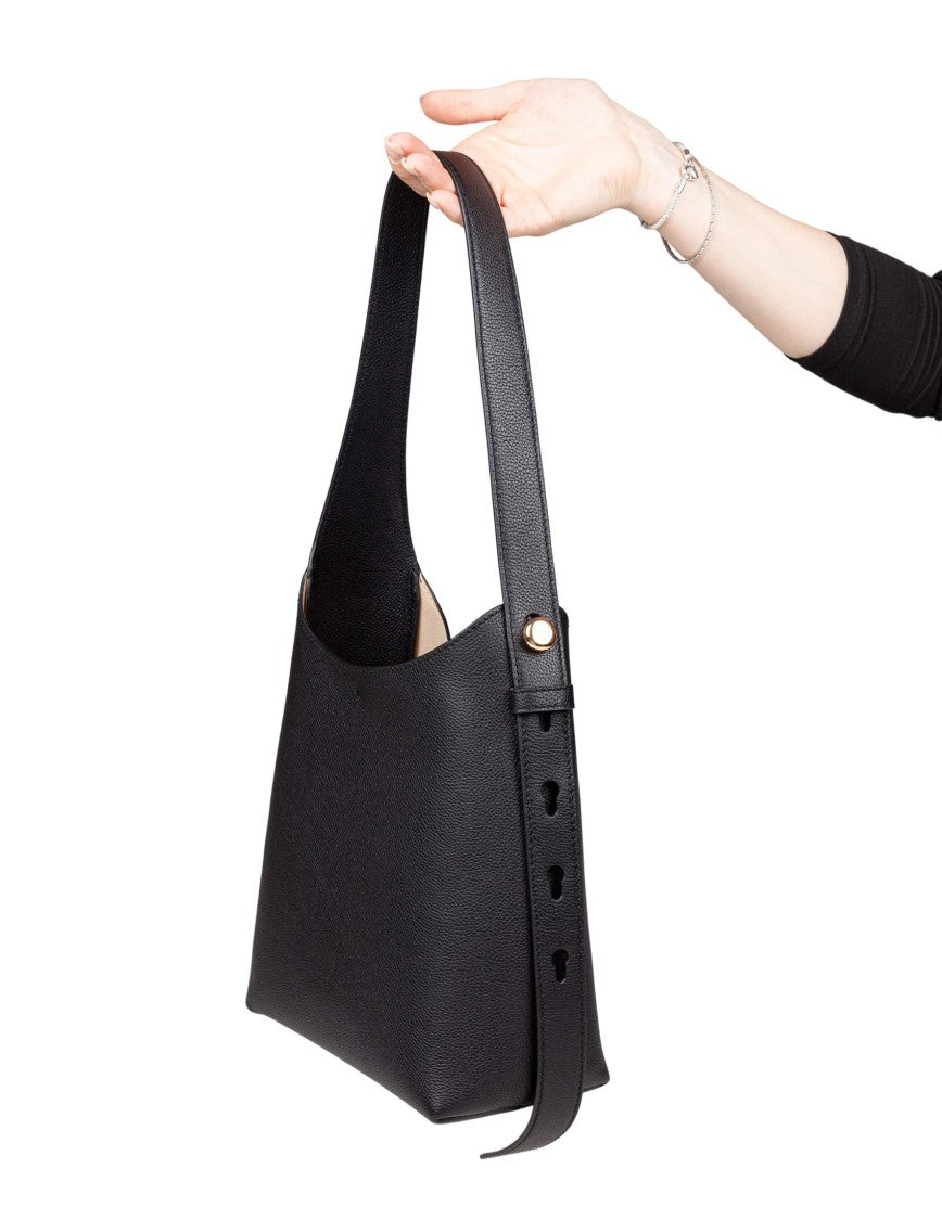 Tory Burch Romy Small Leather Hobo Bag, Black