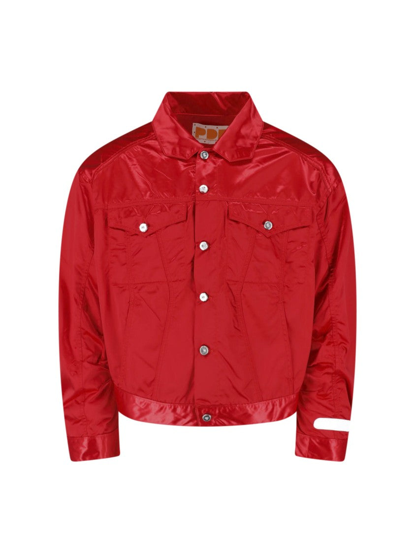 Pdf Cropped Satin Jacket With Button Closure
