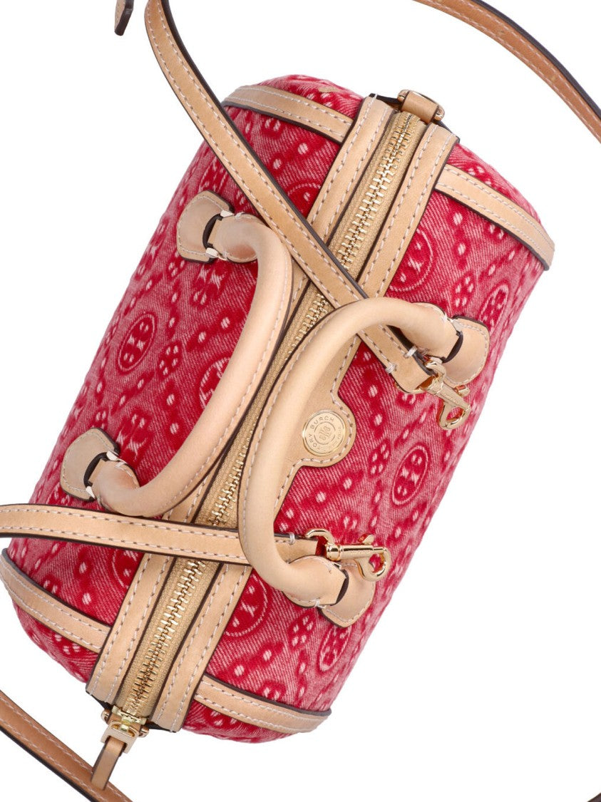 Tory Burch Red Monogram Petite Barrel Bag