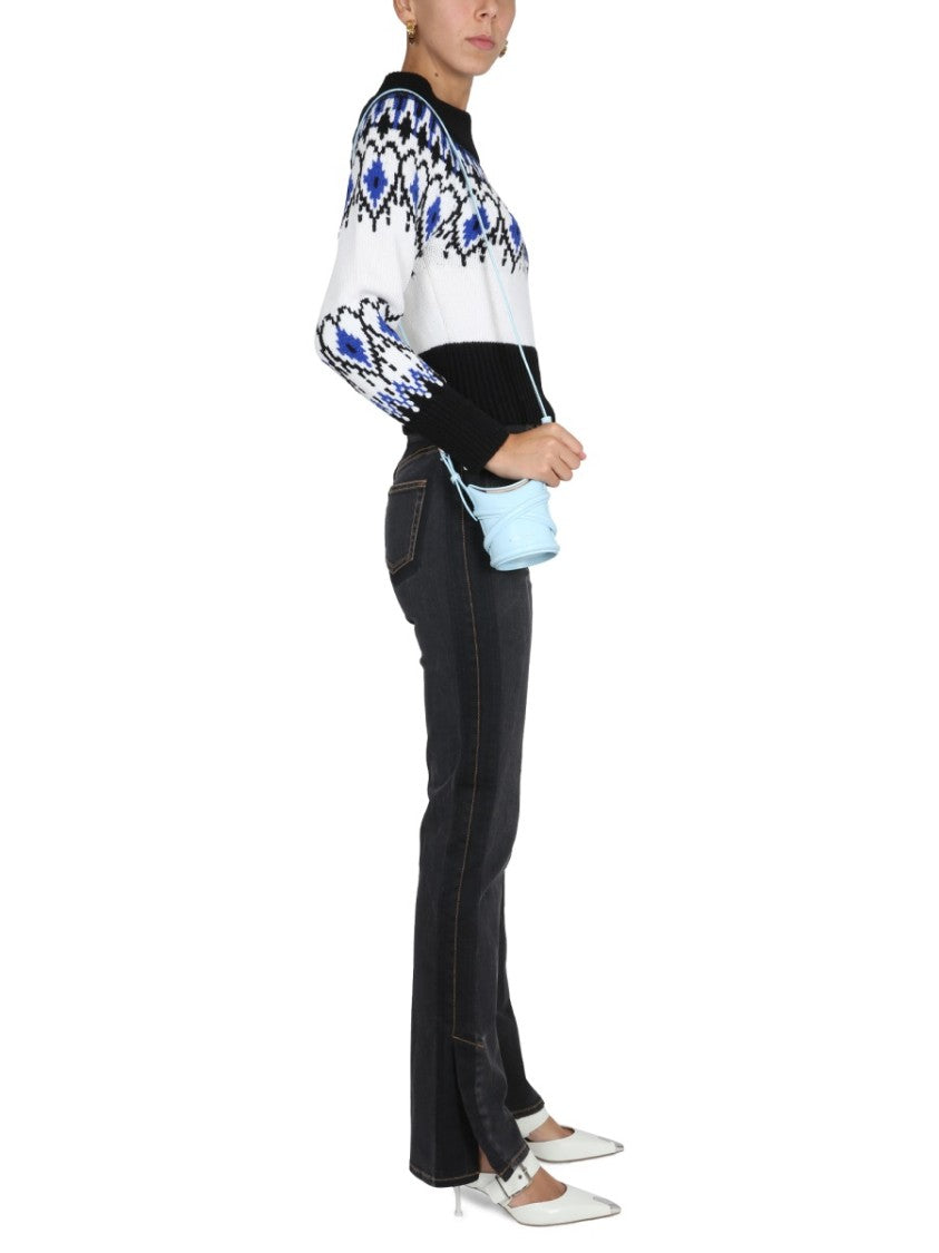 Alexander Mcqueen High-Waisted Wide-Leg Jeans With Contrast Stitching