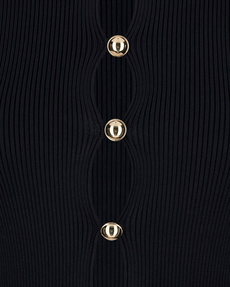 Self-Portrait Fitted Ribbed Knit Cardigan With Bold Front Cutouts