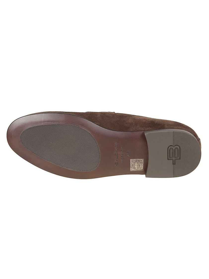 Baldinini Brown Suede Penny Strap Loafers