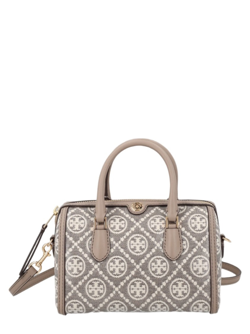 Tory Burch Cylindrical Structured Handbag With T Monogram Design