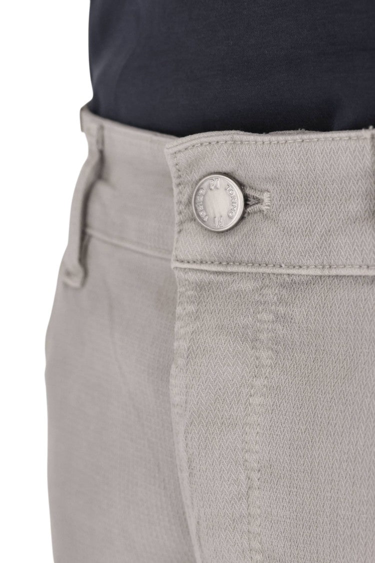 Pt Denim Herringbone Stretch Cotton Chinos