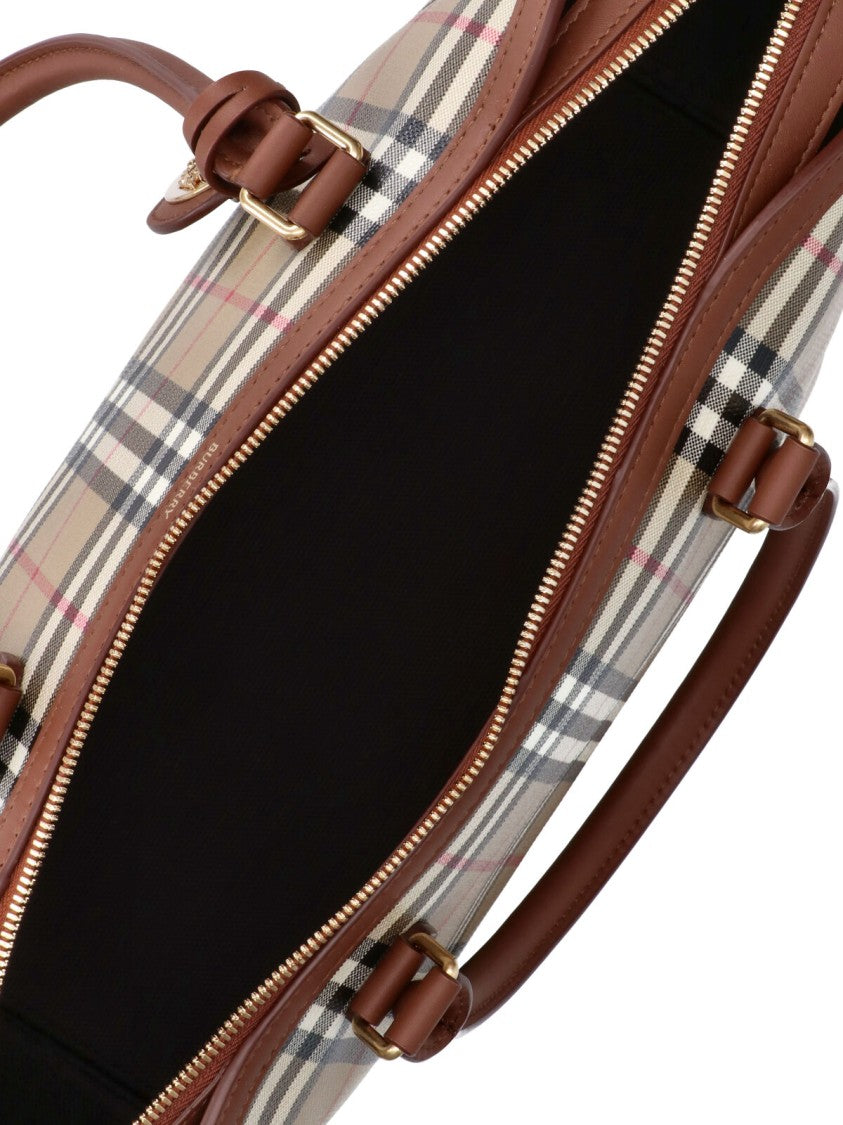 Burberry Beige Burberry Check Cotton Medium Tote Bag