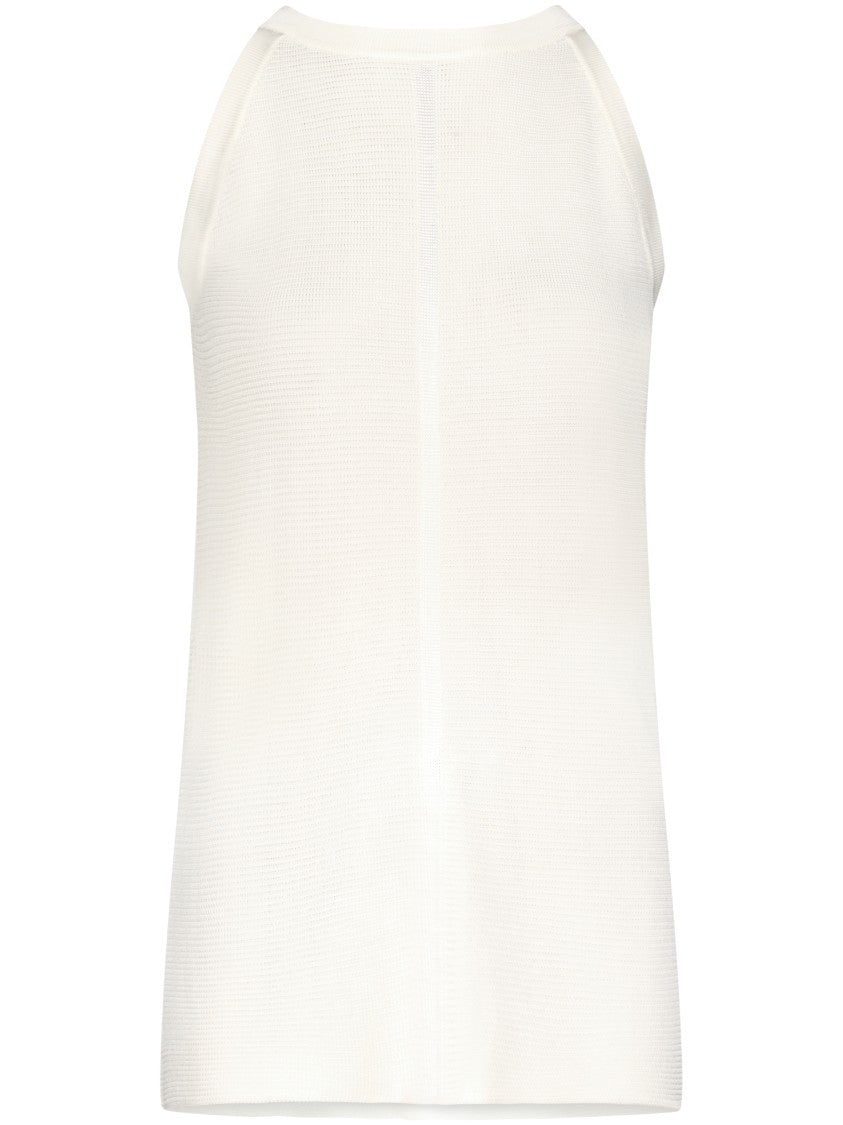 Loulou De Saison Relaxed Fit White Tank Top With High Neckline
