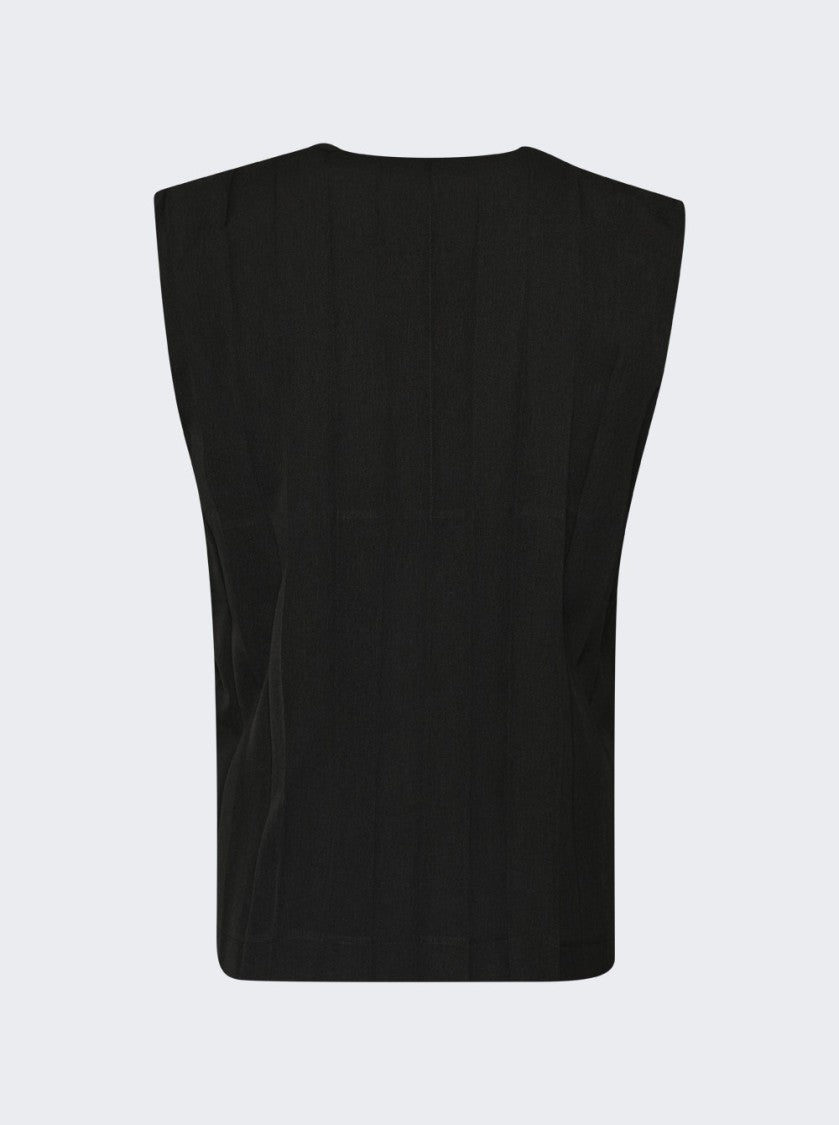 Homme Plissé Issey Miyake Accordion Pleat Sleeveless Vest With Button Closure