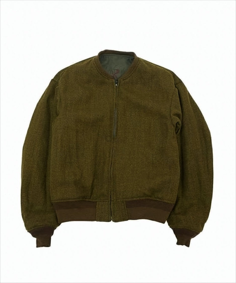 Visvim Boxy Olive Green Jacket With Contrasting Ribbed Details