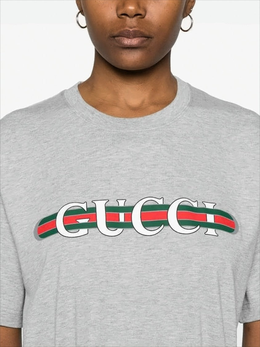 Gucci Short-Sleeve Cotton T-Shirt With Bold Stripe