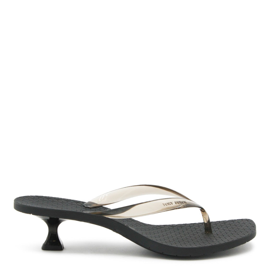 Tory Burch Black Rubber Flared Stiletto Sandals