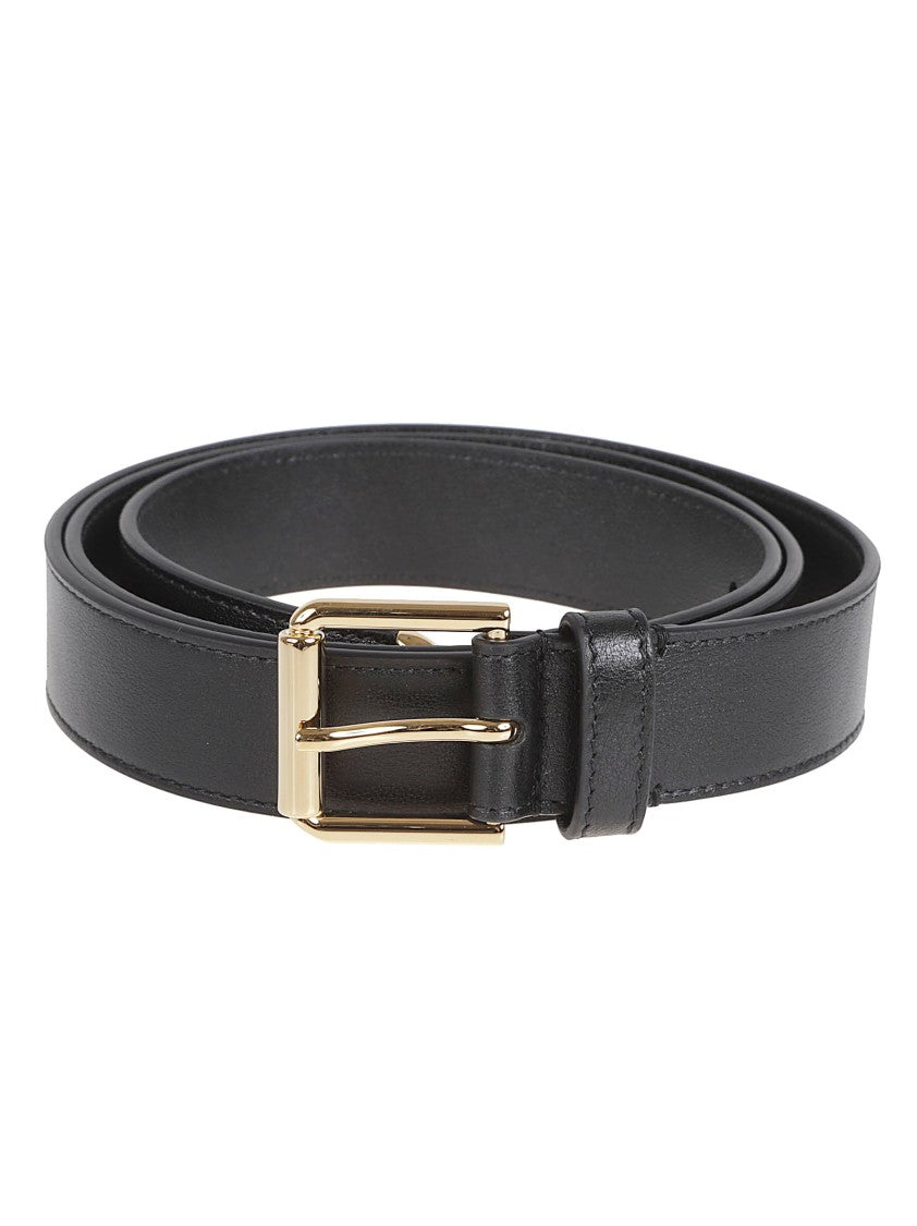 Givenchy Adjustable Black Calf Leather Belt With Polished Buckle