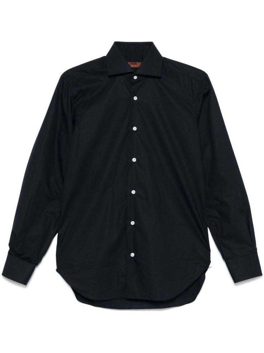 Barba Tailored Black Shirt With Button-Down Front