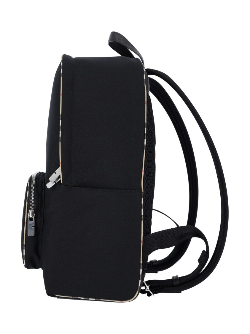 Burberry Black Fabric Check Detail Backpack