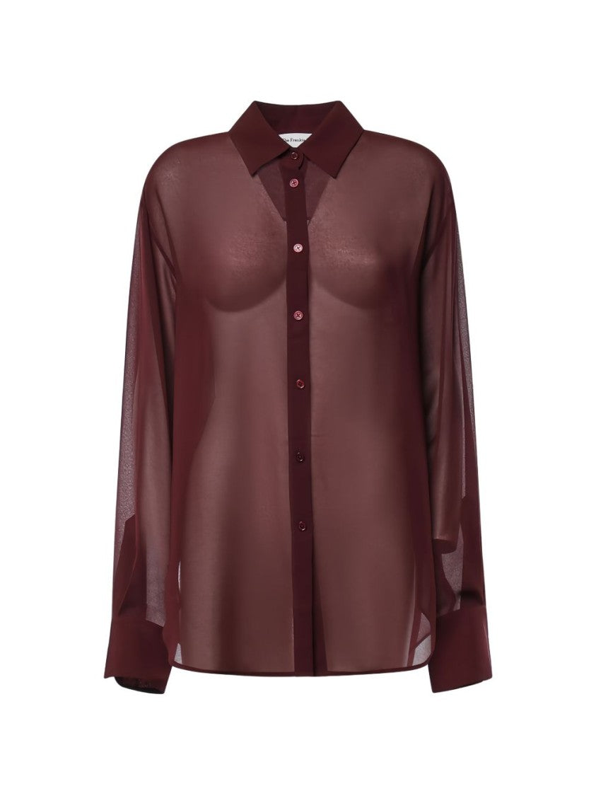The Frankie Shop Translucent Long-Sleeve Classic Collar Shirt