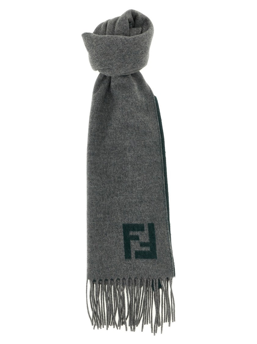 Fendi Double-Sided Cashmere And Wool Scarf With Ff Intarsia