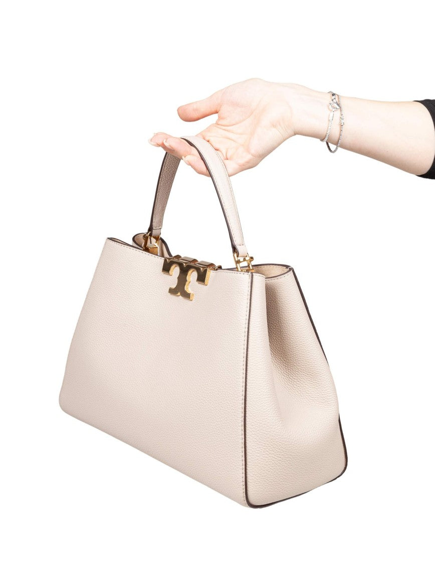 Tory Burch Eleanor Satchel Leather Bag In Stone