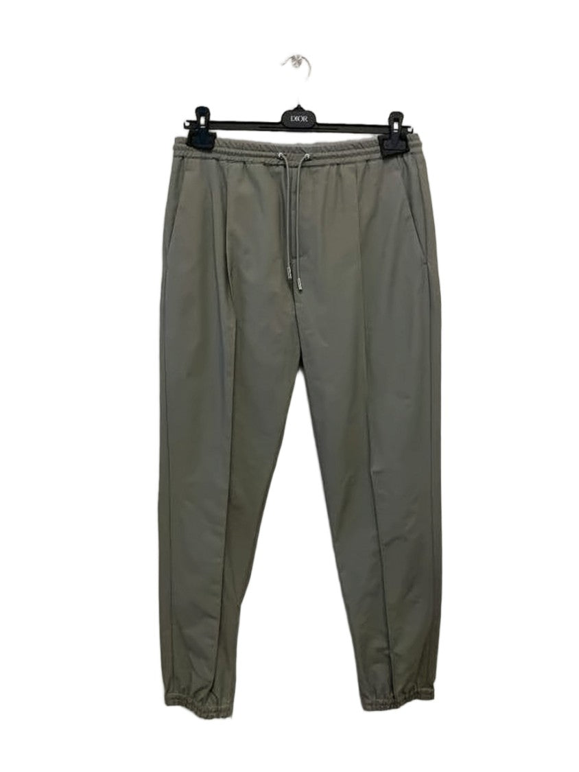 Christian Dior Relaxed Fit Green Straight Pants With Elastic Waist And Drawstring